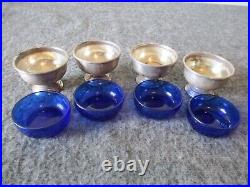 VINTAGE STERLING SILVER SALT CELLAR by FTG withCOBALT BLUE GLASS INSERT #1807-140g