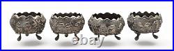 VINTAGE Set of 4 European Sterling Silver Open Salt Cellars with Scenes 114.5g