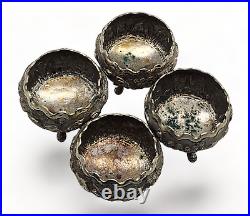 VINTAGE Set of 4 European Sterling Silver Open Salt Cellars with Scenes 114.5g