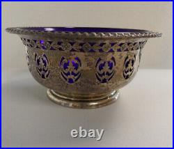 VTG Signed BIRKS STERLING SILVER 925 Blue Cobalt 23/53 SALT CELLAR Candy Bowl