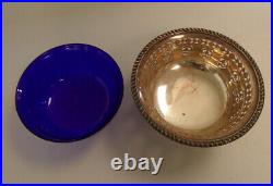 VTG Signed BIRKS STERLING SILVER 925 Blue Cobalt 23/53 SALT CELLAR Candy Bowl