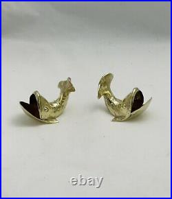 Very Rare Cartier Vintage Sterling Silver Gold Washed Pair Of Whale Salt Cellars