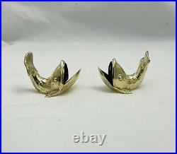 Very Rare Cartier Vintage Sterling Silver Gold Washed Pair Of Whale Salt Cellars