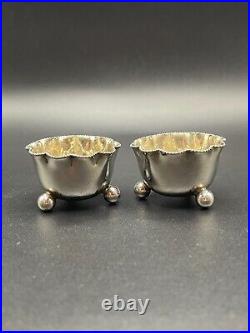 Victorian Antique Sterling Silver Salt Cellars by Atkin Brothers, Sheffield 1896