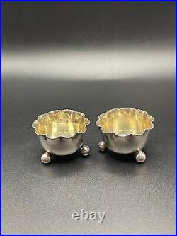 Victorian Antique Sterling Silver Salt Cellars by Atkin Brothers, Sheffield 1896