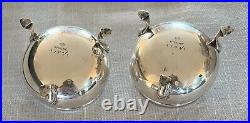 Vintage (2) Sterling Silver open Salt &Pepper Cellar with Cobalt Blue Glass