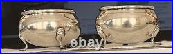 Vintage (2) Sterling Silver open Salt &Pepper Cellar with Cobalt Blue Glass