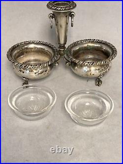 Vintage 800 Silver Double Open Salt Cellar & Toothpick Holder Free Shipping