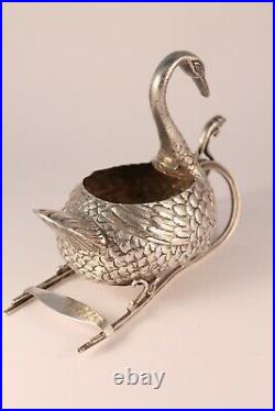 Vintage 835 Silver Swan on Sleigh Chased Open Salt 118 grams