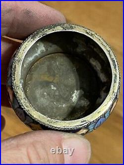 Vintage. 916 Silver Russian Shaded Enamel Open Salt Cellar Dip Dish