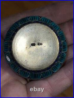 Vintage. 916 Silver Russian Shaded Enamel Open Salt Cellar Dip Dish