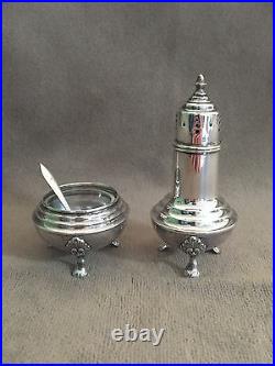 Vintage 950 Sterling Silver Salt Cellar with Spoon and Pepper Shaker