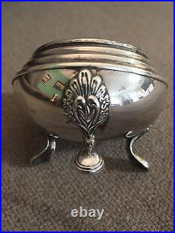 Vintage 950 Sterling Silver Salt Cellar with Spoon and Pepper Shaker