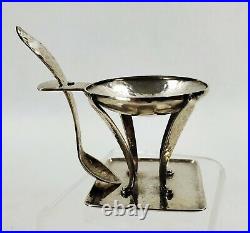 Vintage Antique Arts & Crafts Sterling Individual Silver Salt Dish Hand Hammered