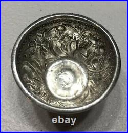 Vintage Antique Russian Imperial Etched Silver 84 Salt Cellars Hallmarks AB