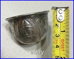 Vintage Antique Russian Imperial Etched Silver 84 Salt Cellars Hallmarks AB