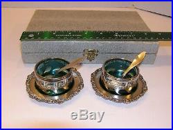Vintage Antique Turquoise and sterling salt cellars in original presentation box