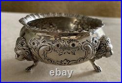 Vintage Baltimore Silvermiths Mfg Sterling Silver Open Salt Cellar Repousse Lion