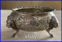 Vintage Baltimore Silvermiths Mfg Sterling Silver Open Salt Cellar Repousse Lion