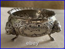 Vintage Baltimore Silvermiths Mfg Sterling Silver Open Salt Cellar Repousse Lion