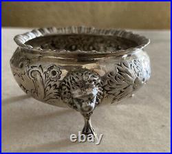 Vintage Baltimore Silvermiths Mfg Sterling Silver Open Salt Cellar Repousse Lion