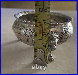 Vintage Baltimore Silvermiths Mfg Sterling Silver Open Salt Cellar Repousse Lion