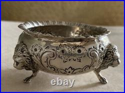 Vintage Baltimore Silvermiths Mfg Sterling Silver Open Salt Cellar Repousse Lion