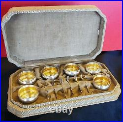 Vintage Boxed Set of 6 Webster Sterling Silver Salt Cellars & Spoons