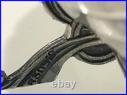 Vintage Brodrene Lohne 830s Silver Salt Cellar Viking Ship Glass Insert & Spoon