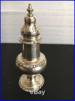 Vintage English Sterling Silver Salt Cellar with Spoon and Pepper Shaker