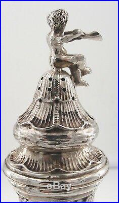 Vintage Friedrich Reusswig 800 Silver Pepper Open Salt Set of 2 Unicorn Cherub