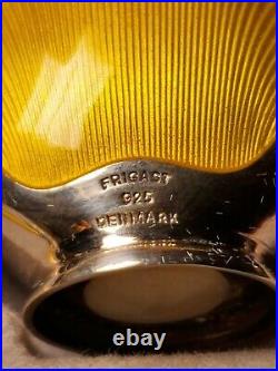 Vintage Frigast Sterling Yellow Enamel Denmark Salt Cellar And Shaker