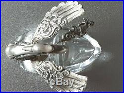 Vintage German Silver 835, Crystal Swan Salt Cellar With Original Spoon, Signed