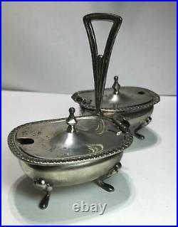 Vintage Italian 800 Sterling Silver Double Salt Cellar With Handle Size 5.00 97g
