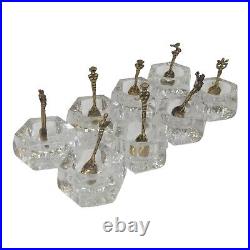 Vintage Italian Salt Cellars W Spoons Crystal Glass Lot Of 8