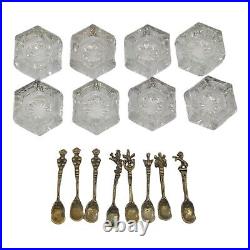 Vintage Italian Salt Cellars W Spoons Crystal Glass Lot Of 8