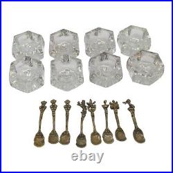 Vintage Italian Salt Cellars W Spoons Crystal Glass Lot Of 8