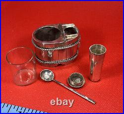 Vintage Japanese 950 Sterling Silver Salt Cellar & Pepper Shaker Set Barrel