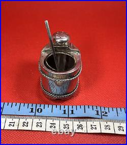 Vintage Japanese 950 Sterling Silver Salt Cellar & Pepper Shaker Set Barrel