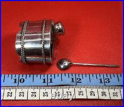 Vintage Japanese 950 Sterling Silver Salt Cellar & Pepper Shaker Set Barrel