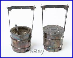 Vintage Japanese 950 Sterling Silver Salt Cellar & Pepper Shaker Set Buckets