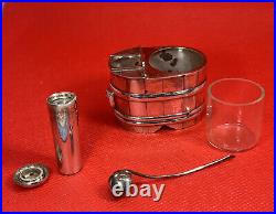 Vintage Japanese Sterling Silver Salt Cellar & Pepper Shaker Set Banded Barrel