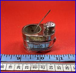 Vintage Japanese Sterling Silver Salt Cellar & Pepper Shaker Set Banded Barrel