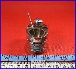 Vintage Japanese Sterling Silver Salt Cellar & Pepper Shaker Set Banded Barrel