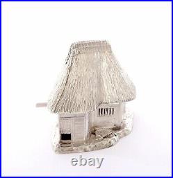 Vintage Japanese Sterling Silver Salt Cellar & Pepper in one Hut House Spoon Mk