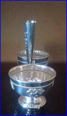 Vintage Judaica Esco Sterling Silver Pepper, Salt, Toothpick Holder/Server