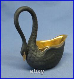 Vintage L'Objet Black Swan with Gold Trim Salt Cellar Bowl EXC
