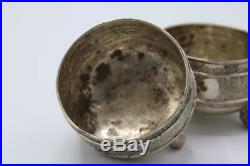 Vintage London Hallmarked Sterling Silver Salts with Spoons Thomas Bradbury & Sons