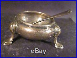 Vintage London Sterling Crichton Bros FOOTED SALT CELLAR WITH SPOON