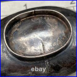 Vintage Navajo Pawn Salt Cellar Bowl Spoon Hand Stamped Silver